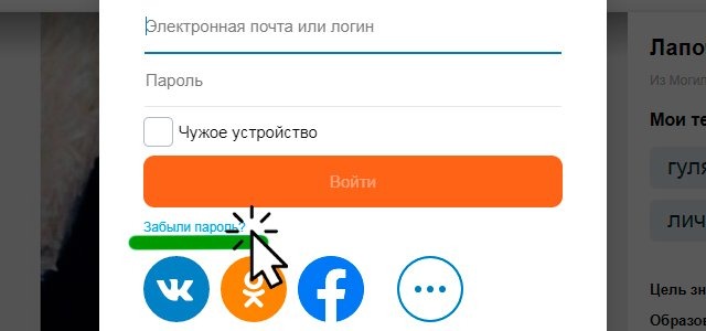Ссылка забыли пароль